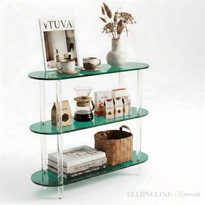 ELLIPSELINE | Çubuk Ayaklı Üç Katlı Modern Elips TasarımYan Sehpa – Komodin