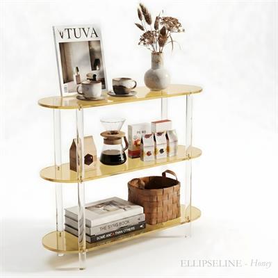 ELLIPSELINE | Çubuk Ayaklı Üç Katlı Modern Elips TasarımYan Sehpa – Komodin