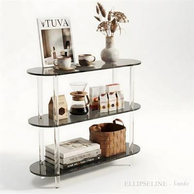 ELLIPSELINE | Çubuk Ayaklı Üç Katlı Modern Elips TasarımYan Sehpa – Komodin