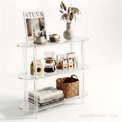 ELLIPSELINE | Çubuk Ayaklı Üç Katlı Modern Elips TasarımYan Sehpa – Komodin
