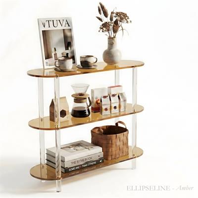 ELLIPSELINE | Çubuk Ayaklı Üç Katlı Modern Elips TasarımYan Sehpa – Komodin