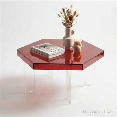 HEXORA | Şeffaf Pleksi Altıgen Form Orta Sehpa | Modern & Minimal Tasarım