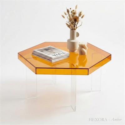HEXORA | Şeffaf Pleksi Altıgen Form Orta Sehpa | Modern & Minimal Tasarım
