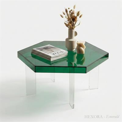 HEXORA | Şeffaf Pleksi Altıgen Form Orta Sehpa | Modern & Minimal Tasarım