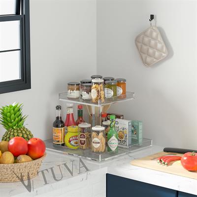 İki Kat Raflı Modern Lüks Çok Amaçlı Kozmetik Makyaj Organizeri Banyo Düzenleyici Stand Tepsisi | Tuva Premium Tasarım