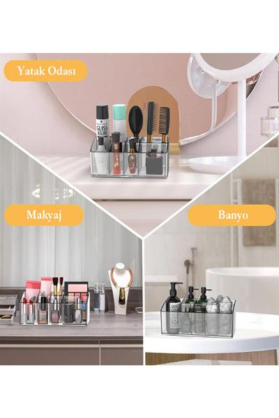 7 Bölmeli Şeffaf Multi-Fonksiyonel Makyaj ve Takı Organizeri – Modern ve Zarif Düzenleyici | TUVA Elit Dekorasyon