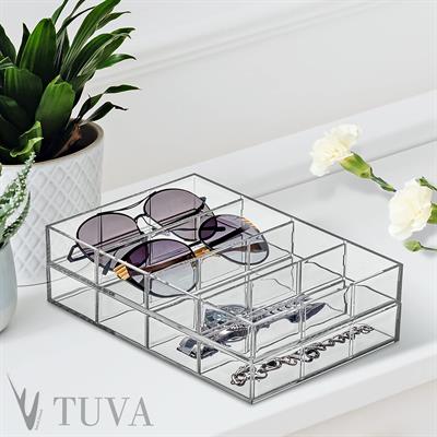 Modern 4 Bölmeli Yeni Nesil Elit Gözlük Takı Makyaj Organizer Düzenleyici | Tuva Premium Tasarım | Tekli Paket