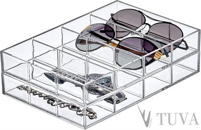 Modern 4 Bölmeli Yeni Nesil Elit Gözlük Takı Makyaj Organizer Düzenleyici | Tuva Premium Tasarım | Tekli Paket