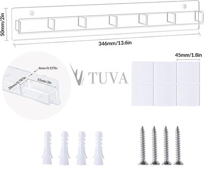 Modern 6 Gözlü Çok Amaçlı Yatay Duvara Monte Elit Gözlük Organizer Rafı | Tuva Premium Tasarım