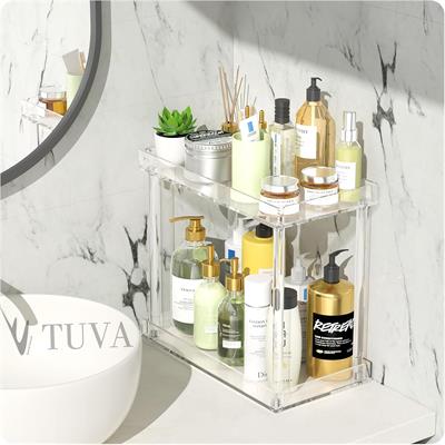 Modern Çubuk Ayaklı İki Kat Yeni Nesil Elit Makyaj, Takı, Kozmetik ve Aksesuar Organizer Düzenleyici | Tuva Premium Banyo