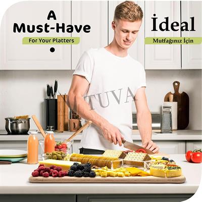 Modern Elit Yeni Nesil Model Ekmek Aperitif Gıda Servis Sunum Tepsi Stand | Tuva Premium Tasarım