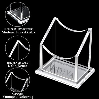 Modern Şeffaf Pleksi Kartvizitlik | Yumuşak Alt Kenar Geçişli Elit Masaüstü Kartvizit Düzenleyici | Tuva Premium Tasarım Organizer