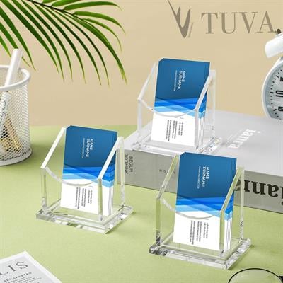 Modern Şeffaf Pleksi Kartvizitlik | Yumuşak Alt Kenar Geçişli Elit Masaüstü Kartvizit Düzenleyici | Tuva Premium Tasarım Organizer