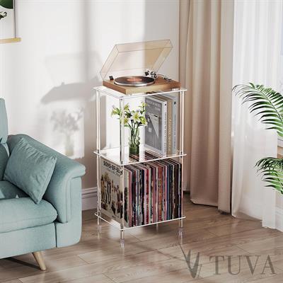 VIVARA | 3 Kat Raflı Elit Çubuk Ayaklı Şeffaf Pleksi Sehpa & Komodin | Tuva Yeni Nesil Mobilya
