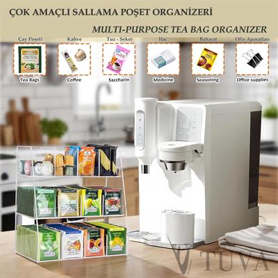 Modern Tuva Akrilik Üç Kat 12 Bölme Üçgen Kenar Çok Amaçlı Organizer | Mutfak Atıştırmalık Çay Poşeti Düzenleyici