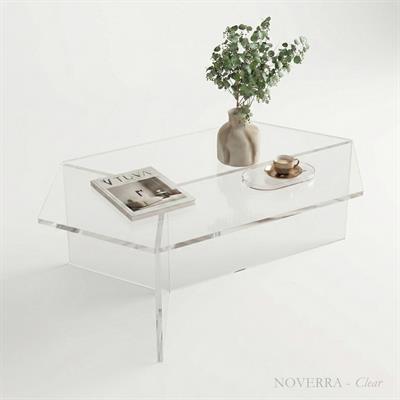 NOVERRA | Çapraz Ayaklı & Geometrik Yüzeyli Pleksi Sehpa | Tuva Yeni Nesil Mobilya