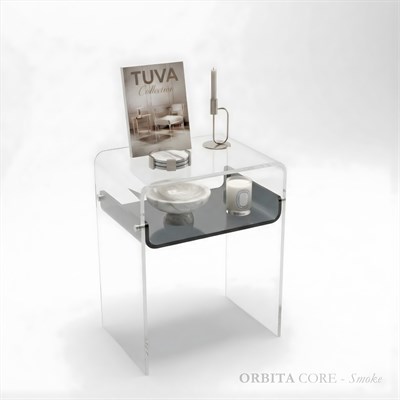 ORBITA CORE | Bükümlü Tek Raflı Yan Sehpa & Komodin | Tuva Yeni Nesil & Premium Mobilya