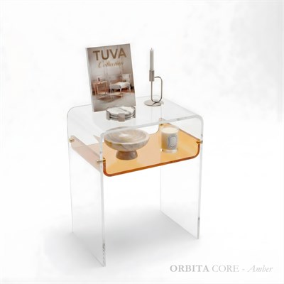 ORBITA CORE | Bükümlü Tek Raflı Yan Sehpa & Komodin | Tuva Yeni Nesil & Premium Mobilya