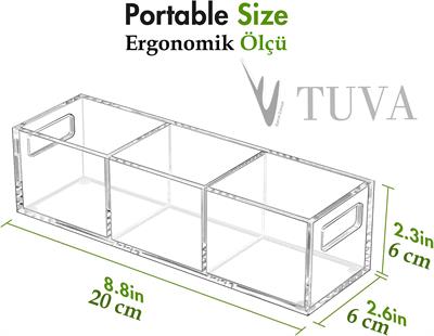 Premium 3 Bölmeli Tutacaklı Şeffaf Çay ve Kahve Düzenleyici Peçetelik | Elit Pleksi Düzenleyici Kutusu | Tuva Modern Mutfak & Ofis Tasarım ürünü