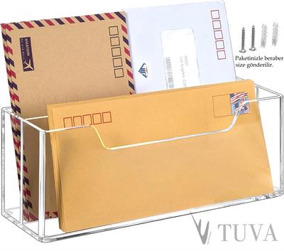 Premium Akrilik Duvara Monte & Masaüstü Evrak ve Mektup Düzenleyici | Şeffaf, Vida Seti Dahil