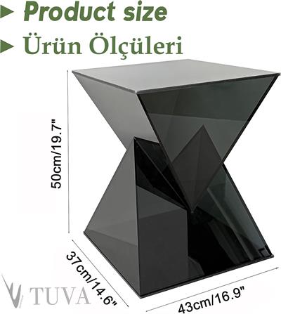 TRIGONALIS | Siyah Pleksi Tasarım Premium Avangard Sehpa | Tuva Yeni Nesil Mobilya 