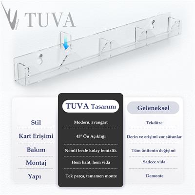 Profesyonel Duvara Monte Premium Şeffaf Kartvizit Standı Düzenleyici | Minimalist Elit Ofis ve İş Yeri Kartvizitlik | Tuva Tasarım