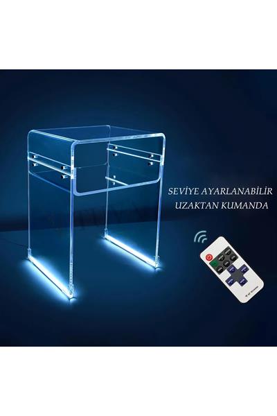 ORBITA SHINE | Led Ayaklı Büküm Raflı Pleksi Yan Sehpa Komodin