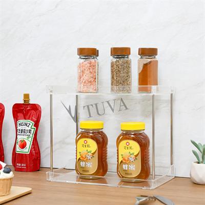 Şeffaf Pleksi Modern Çubuk Ayaklı İki Kat Makyaj, Takı, Kozmetik Organizer Düzenleyici | Tuva Premium Tasarım