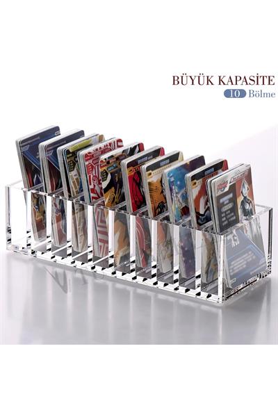 10 Bölmeli Şeffaf Kartvizitlik | Takı & Makyaj Organizeri | Elit Organizer