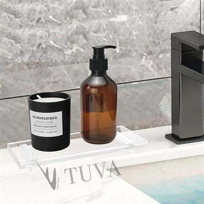 Şeffaf Pleksi Modern Premium Tasarım Sabunluk Şampuanlık Banyo Düzenleyici Organizer | Lavabo ve Duş Alanı | TUVA Elit Dekorasyon