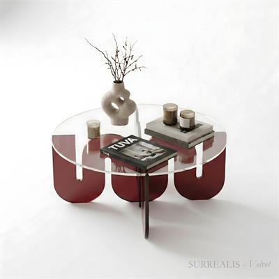 SURREALIS | İç İçe Geçmeli Sürreal Alt Tabanlı Yuvarlak Üst Levha Post-Modern Sehpa