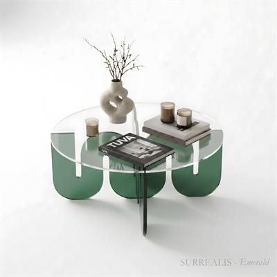 SURREALIS | İç İçe Geçmeli Sürreal Alt Tabanlı Yuvarlak Üst Levha Post-Modern Sehpa
