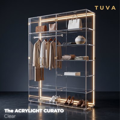 The ACRYLIGHT CURATO | Premium Şeffaf Işıklı Pleksi Gardırop & Vitrin | TUVA 