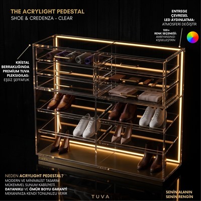 The ACRYLIGHT PEDESTAL |  Lüks Led Aydınlatmalı Şeffaf Pleksiglas Şifonyer ve Konsol