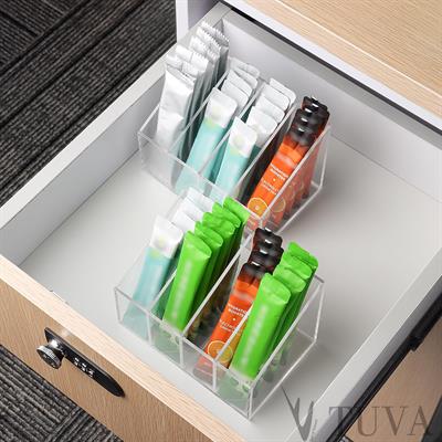 Tuva Modern Şeffaf Pleksi 4 Bölmeli Kademe Tasarımlı Mutfak Organizer | Dolap İçi Düzenleyici – Kafe & Restoran Kullanımı