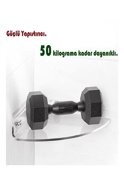 Dik Açılı Pasta Dilim Banyo Rafı – Şeffaf Pleksiyle Şıklığın Köşesi | TUVA Elit Dekorasyon