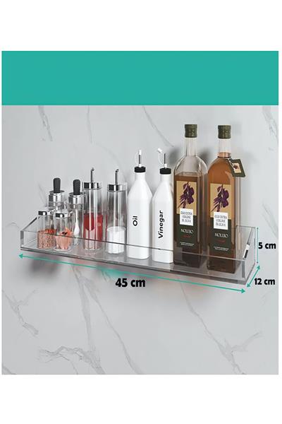 Modern Formlu Duvara Monte Edilebilir Kapalı Yan ve Arka Yüzeyli Premium Banyo Rafı | TUVA Elit Dekorasyon