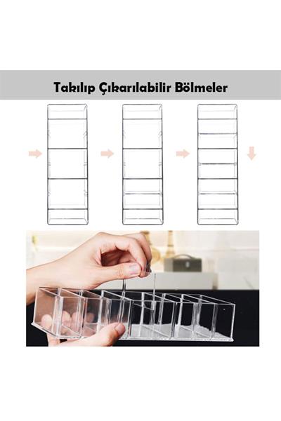 8 Bölmeli Modüler Makyaj Organizeri – Çıkarılabilir Bölmeli | TUVA Modern Düzenleyici
