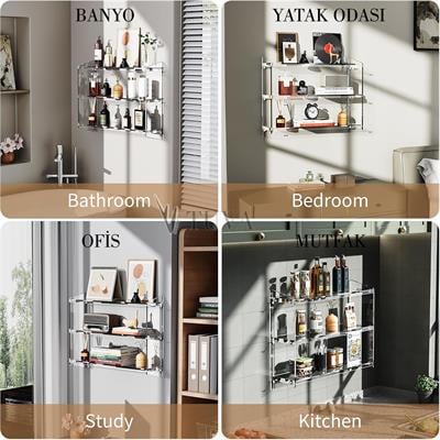 Tuva TRIVERSA | Üç Raflı Multi-Fonksiyonel Duvar Raf & Duvara Monte Sehpa | Tuva Yeni Nesil Dekorasyon