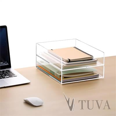 Yatay & Dikey Form İki Kat Raf Modern Dergi Kitap Dosya Düzenleyici | Minimalist Masaüstü Organizer | Tuva Premium Tasarım