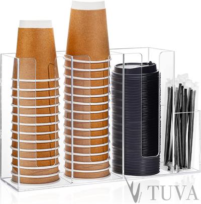 Yeni Nesil Modern Karton Bardak Pipet Peçete Organizer Düzenleyici | Kafe Restoran Mutfak | TUVA Premium Tasarım