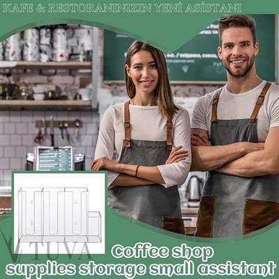 Yeni Nesil Modern Karton Bardak Pipet Peçete Organizer Düzenleyici | Kafe Restoran Mutfak | TUVA Premium Tasarım