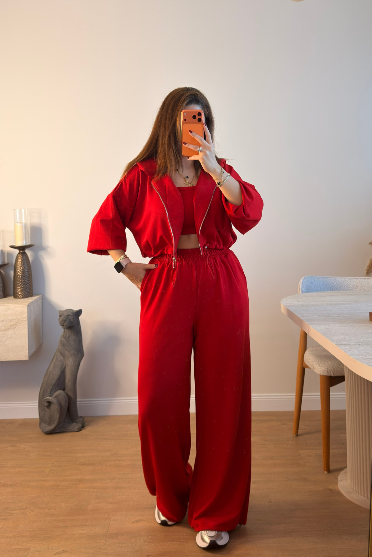 Crop 3Lü Kapüşonlu Modal Takım