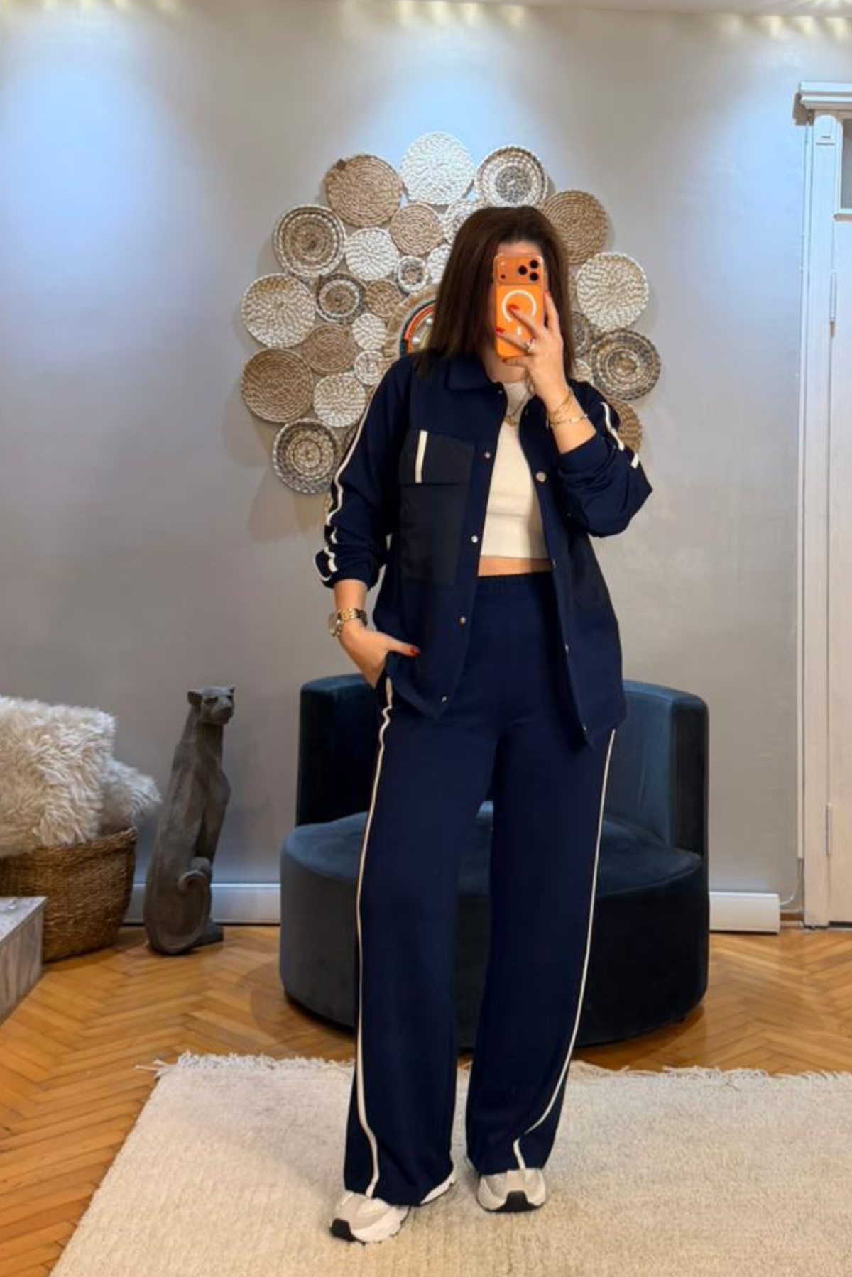 Lacivert Paraşüt Cepli Modal Takım
