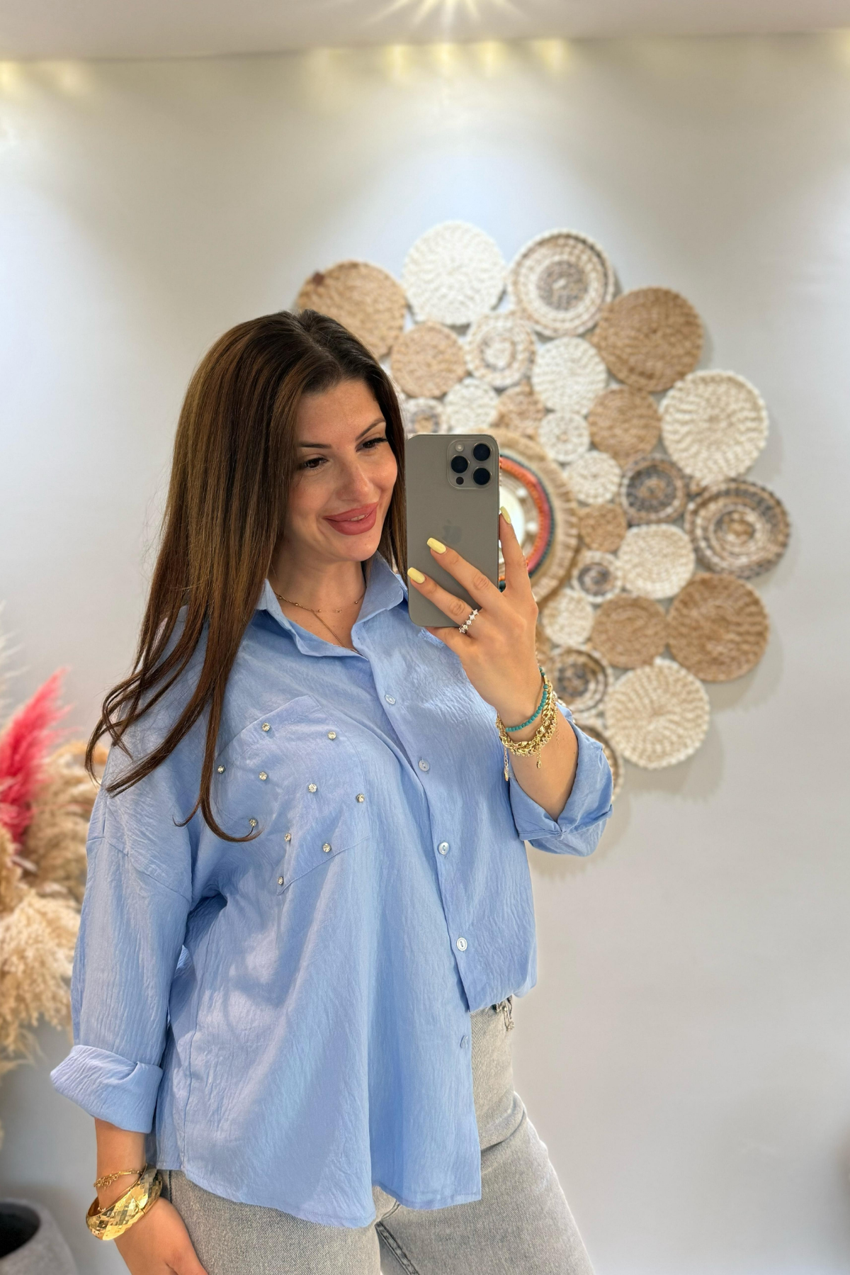 Mavi Taşlı Gömlek