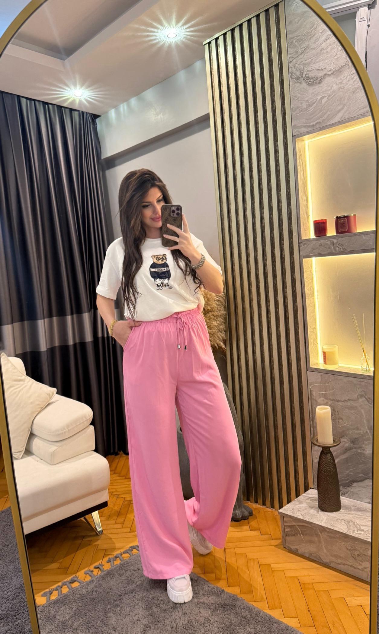 Pembe Bol Paça Pantalon