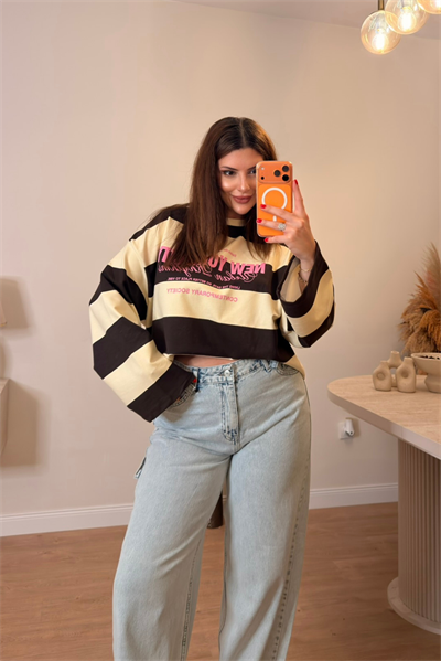 NYC Baskılı Sarı Sweatshirt