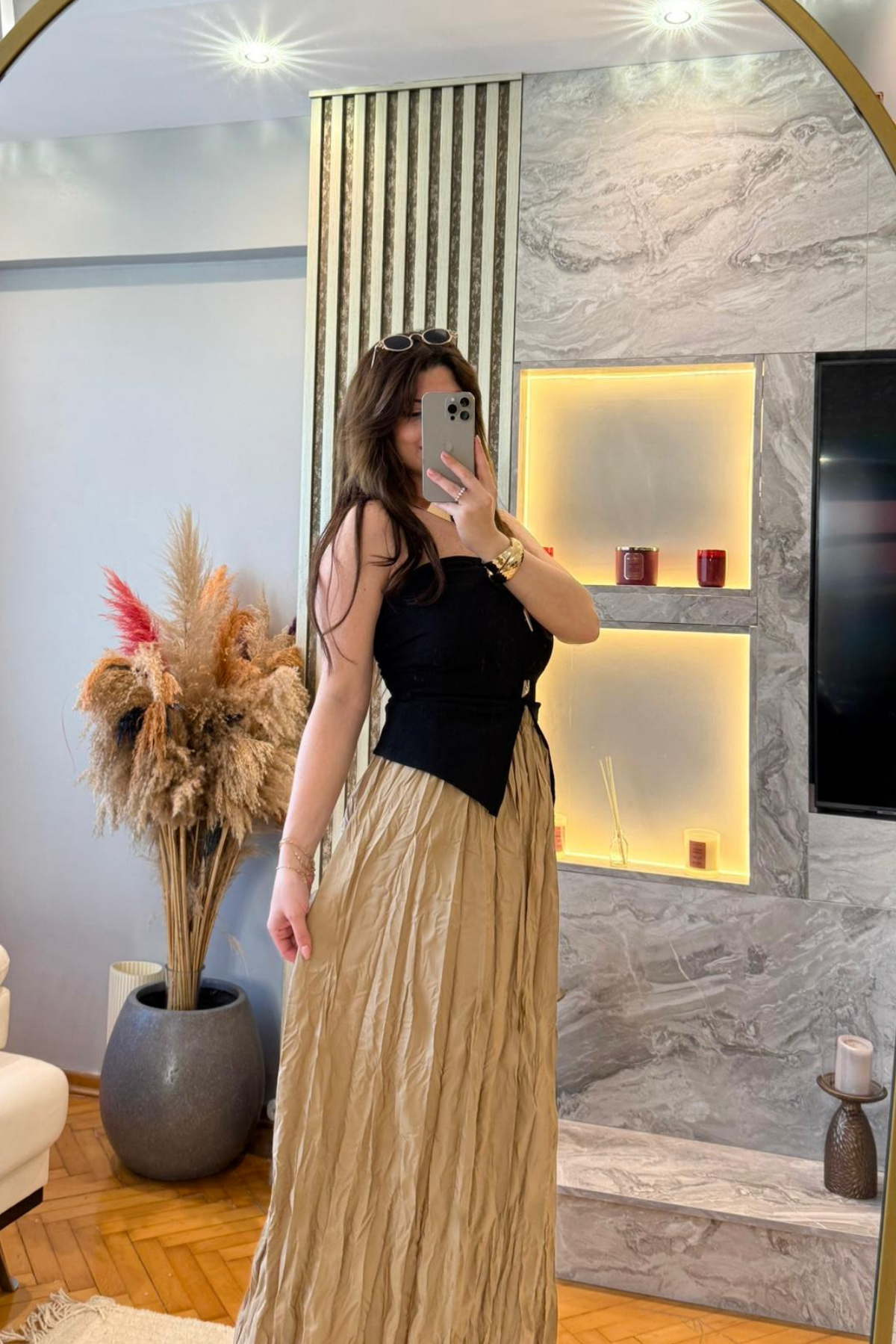 Gold Kırışık Etek