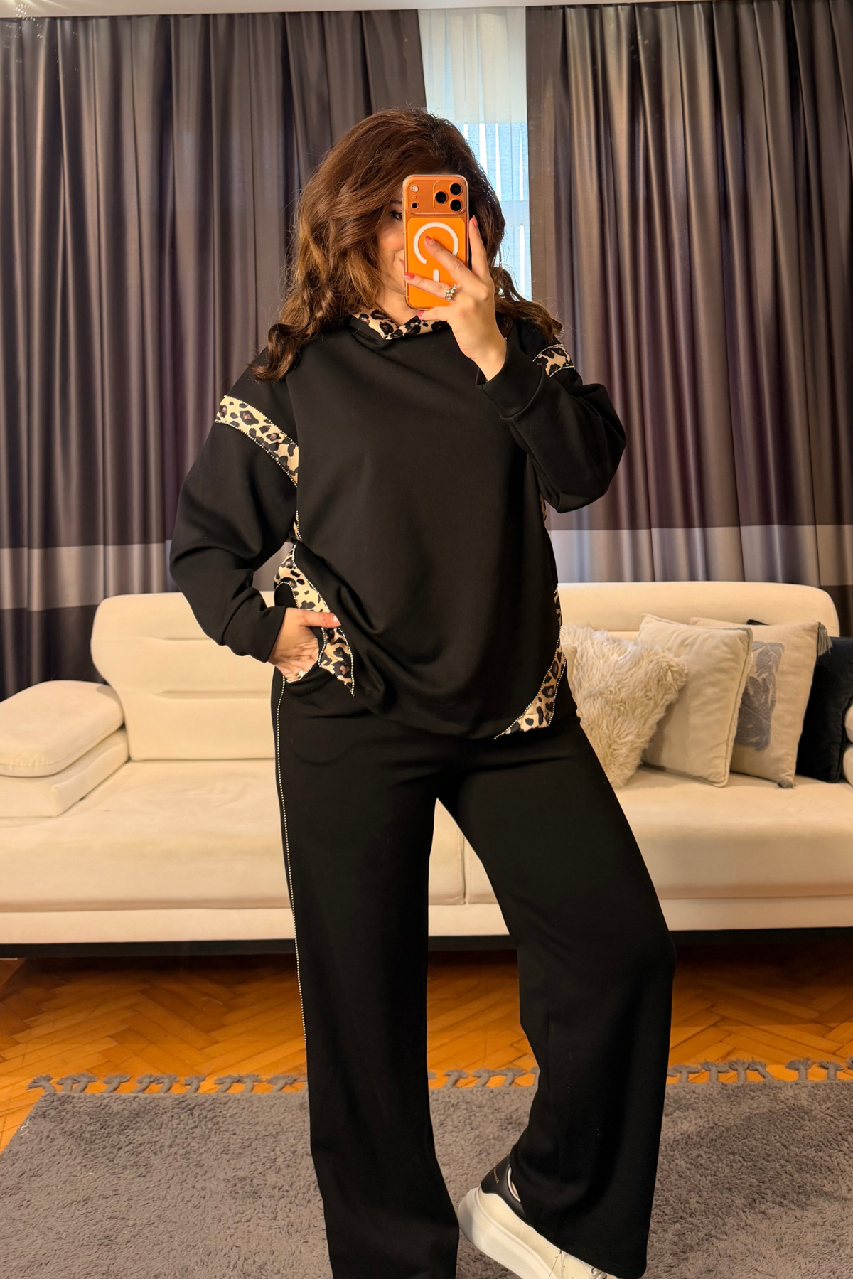 Leopar Taşlı Modal Takım