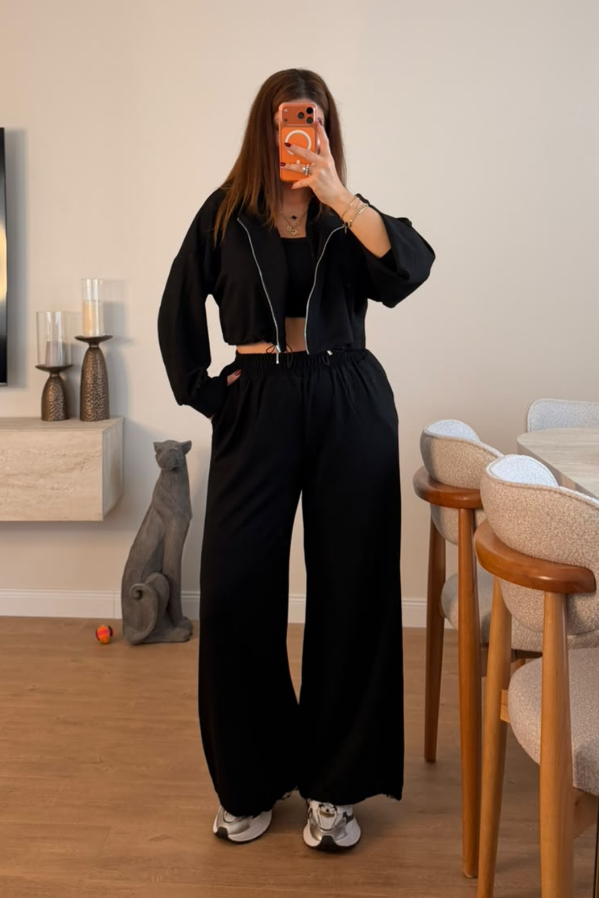 Siyah Crop 3Lü Modal Takım